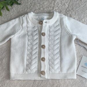 NWT Cloud Island Ivory Baby Sweater NB Newborn